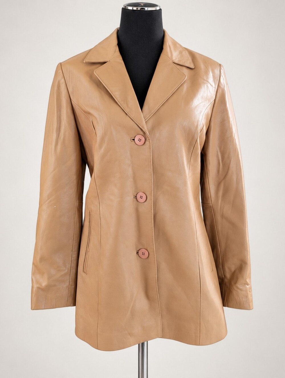 Vintage Leather Limited Camel Leather Blazer Jacket XL 90s Minimalist